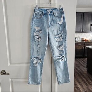 PacSun Distressed Light Blue Straight Leg Jeans